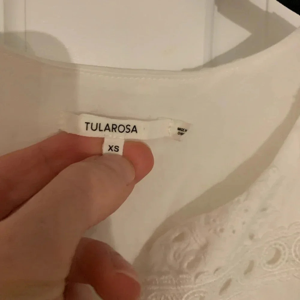Tularosa White Eyelet Embroidered Ruffle Sleeve Mini Dress XS - Picture 3 of 6